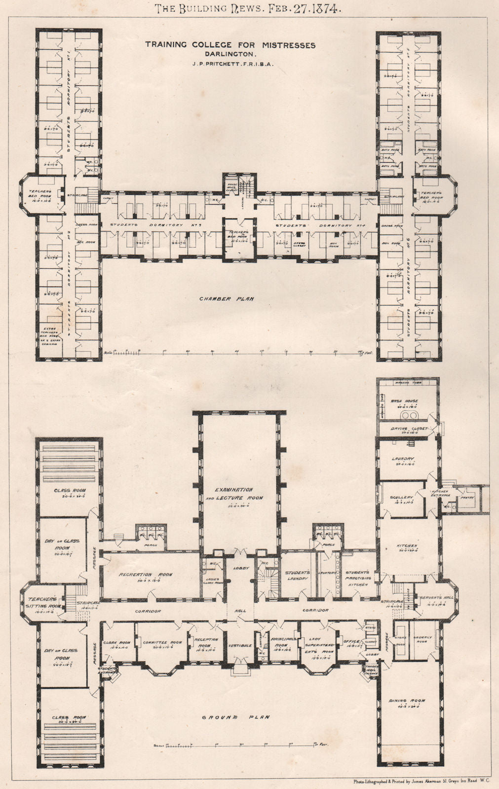 Triaining College for mistresses, Darlington; J.P. Pritchett. Durham 1874